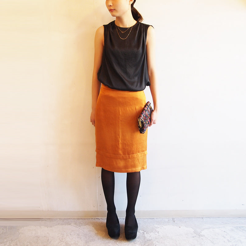 シルクのドレープブラウス/藍染・草木染